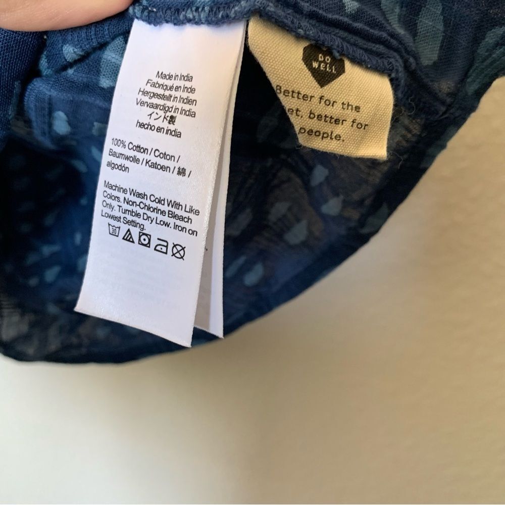 Madewell Shirred Top Indigo Blockprint XS - Picture 6 of 6